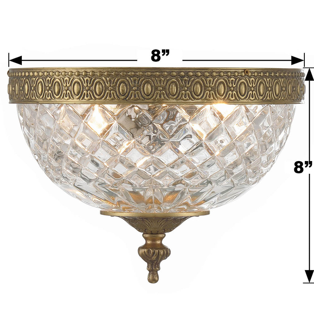 Crystorama 2 Light Olde Brass Crystal Flush Mount Semi Flush Crystorama