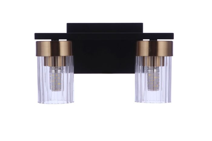 Bond Street 2 Light Vanity in Flat Black/Satin Brass Bath and Vanity Craftmade