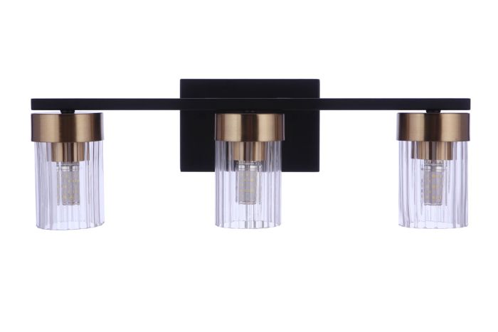 Bond Street 3 Light Vanity in Flat Black/Satin Brass Bath and Vanity Craftmade