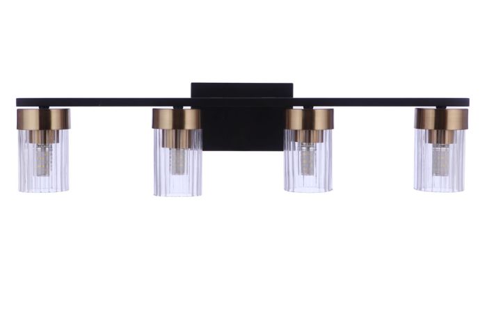 Bond Street 4 Light Vanity in Flat Black/Satin Brass Bath and Vanity Craftmade