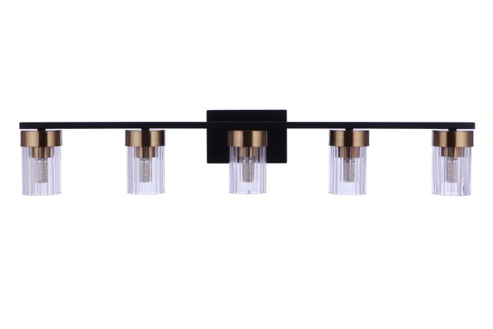 Bond Street 5 Light Vanity in Flat Black/Satin Brass Bath and Vanity Craftmade