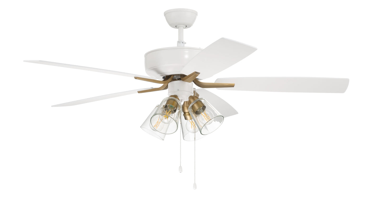 52" Pro Plus 104 in White/Satin Brass w/ White/Washed Oak Blades Ceiling Fan CRAFTMADE