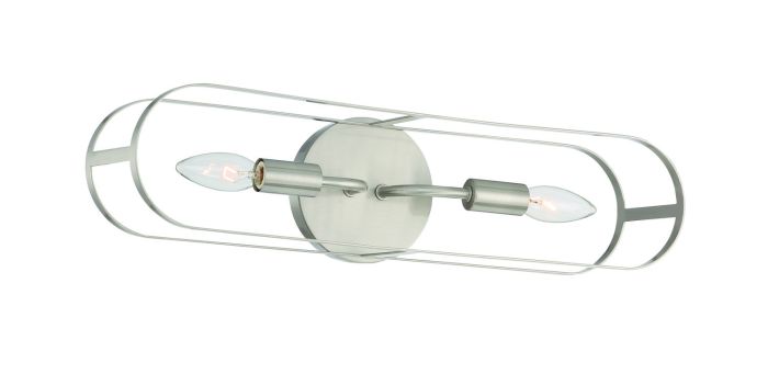 Minfdul 2 Light Linear Sconce in Brushed Polished Nickel Bath and Vanity Craftmade