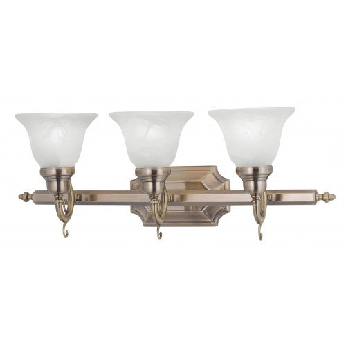 3 Light Antique Brass Bath Light Wall Sconce Livex