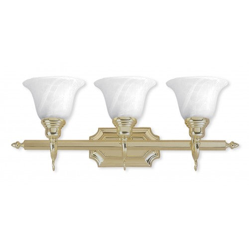 3 Light Polished Brass Bath Light Wall Sconce Livex