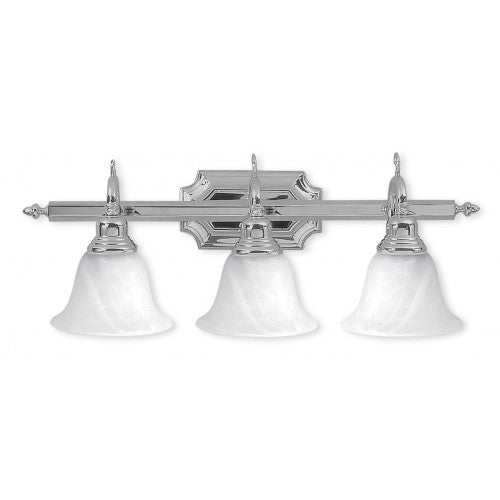 3 Light Polished Chrome Bath Light Wall Sconce Livex