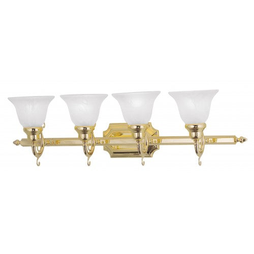 4 Light Polished Brass Bath Light Wall Sconce Livex