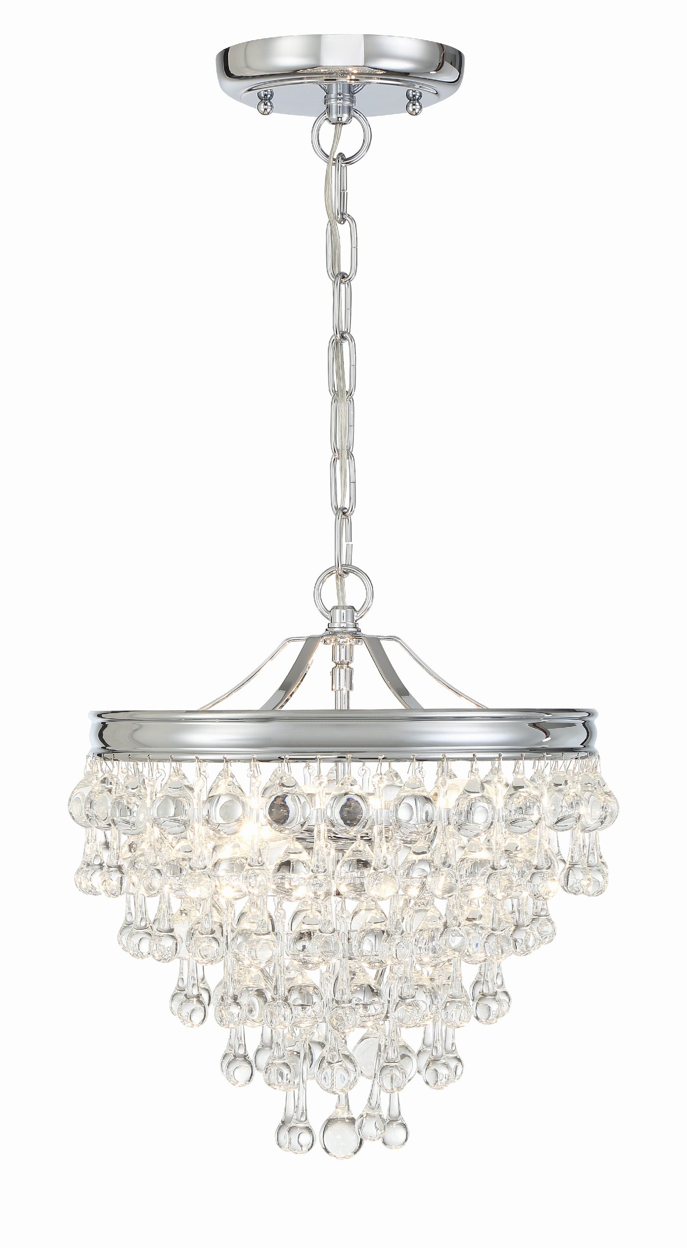 Calypso 3 Light Crystal Teardrop Polished Chrome Mini Chandelier Chandelier Crystorama