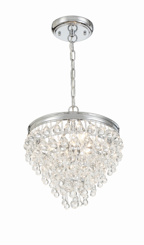 Calypso 3 Light Crystal Teardrop Polished Chrome Mini Chandelier Chandelier Crystorama