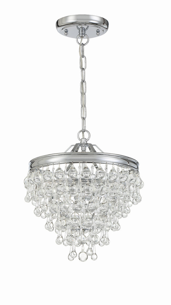 Calypso 3 Light Crystal Teardrop Polished Chrome Mini Chandelier Chandelier Crystorama