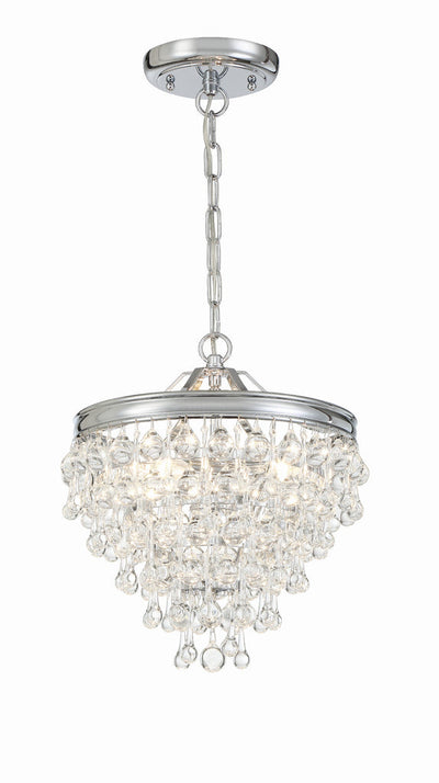 Calypso 3 Light Crystal Teardrop Polished Chrome Mini Chandelier Chandelier Crystorama