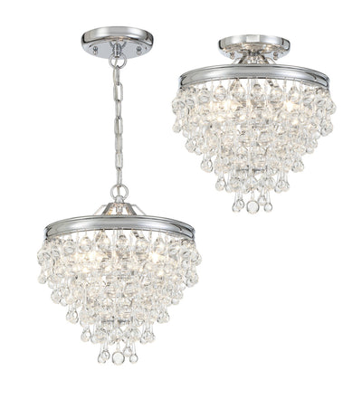 Calypso 3 Light Crystal Teardrop Polished Chrome Mini Chandelier Chandelier Crystorama