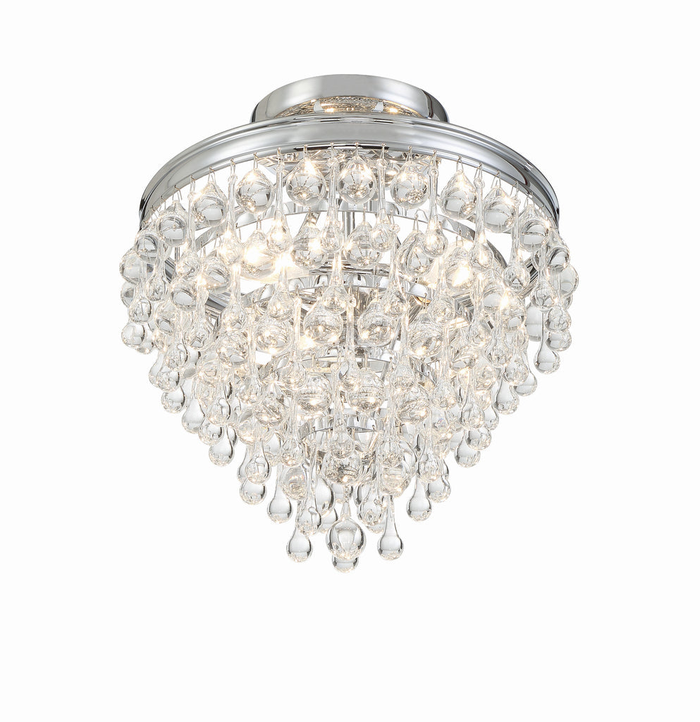 Calypso 3 Light Crystal Teardrop Polished Chrome Semi Flush Mount Semi Flush Crystorama