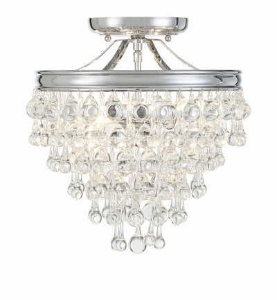 Calypso 3 Light Crystal Teardrop Polished Chrome Semi Flush Mount Semi Flush Crystorama