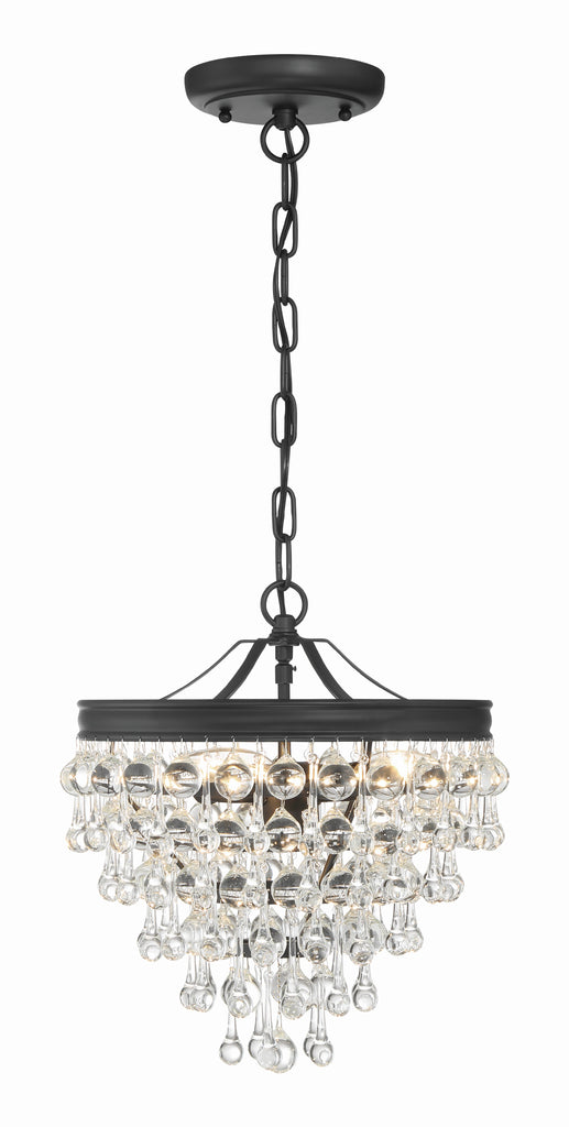 Calypso 3 Light Matte Black Mini Chandelier Chandelier Crystorama