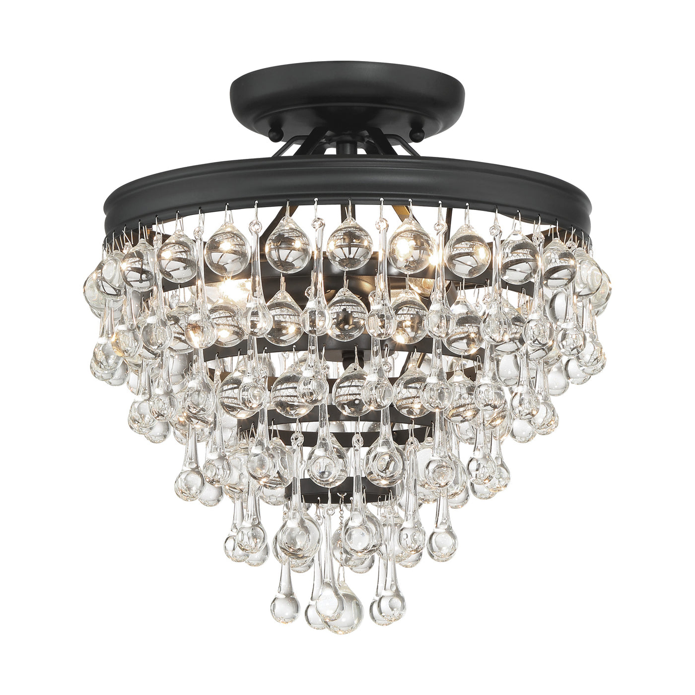 Calypso 3 Light Matte Black Semi Flush Mount Semi Flush Crystorama