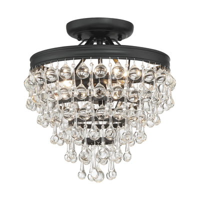 Calypso 3 Light Matte Black Semi Flush Mount Semi Flush Crystorama