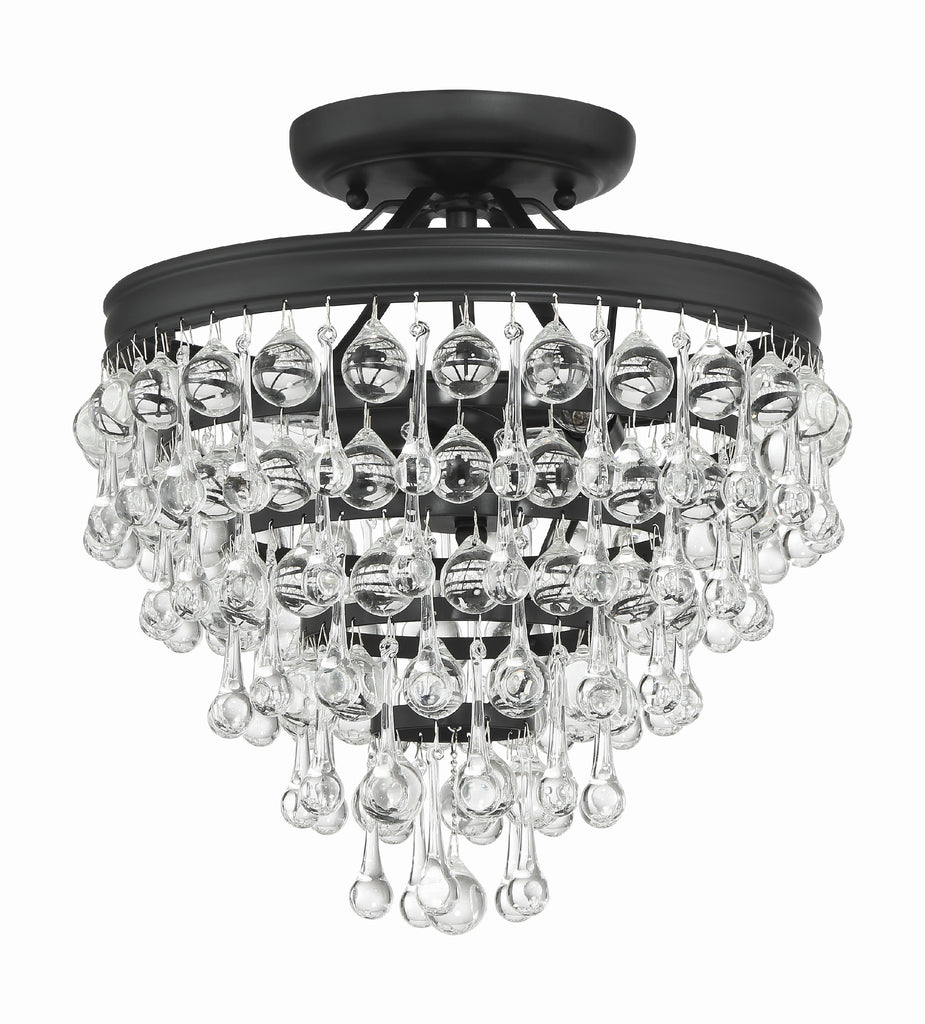 Calypso 3 Light Matte Black Semi Flush Mount Semi Flush Crystorama