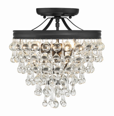 Calypso 3 Light Matte Black Semi Flush Mount Semi Flush Crystorama