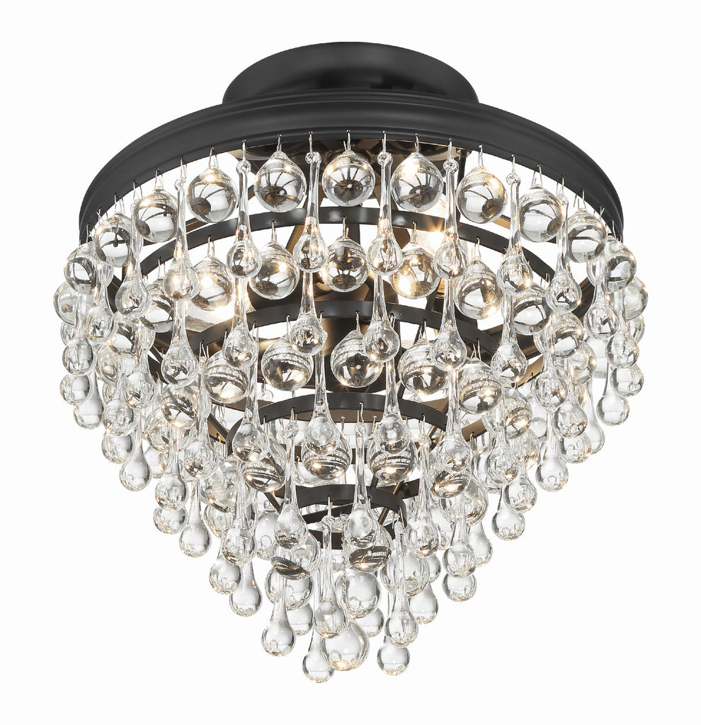 Calypso 3 Light Matte Black Semi Flush Mount Semi Flush Crystorama