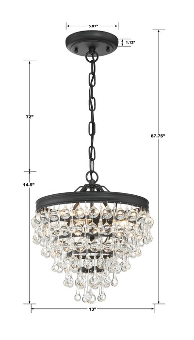 Calypso 3 Light Matte Black Mini Chandelier Chandelier Crystorama