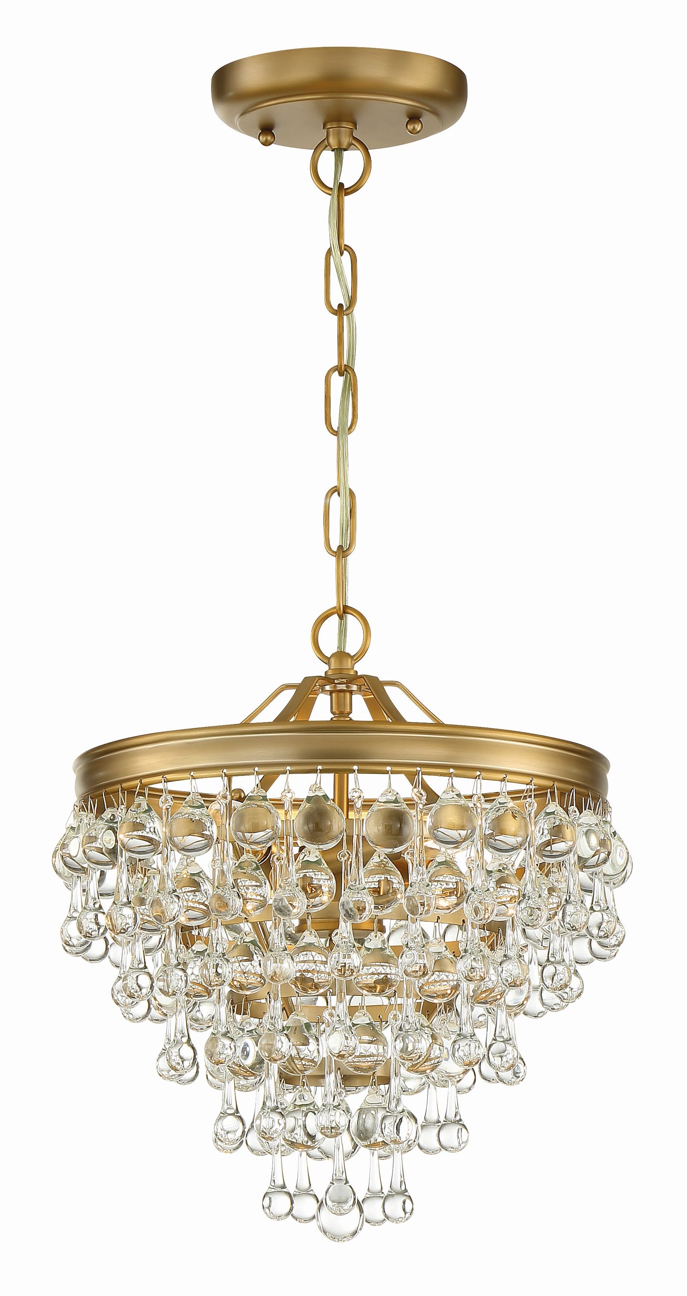 Calypso 3 Light Crystal Teardrop Vibrant Gold Mini Chandelier Chandelier Crystorama