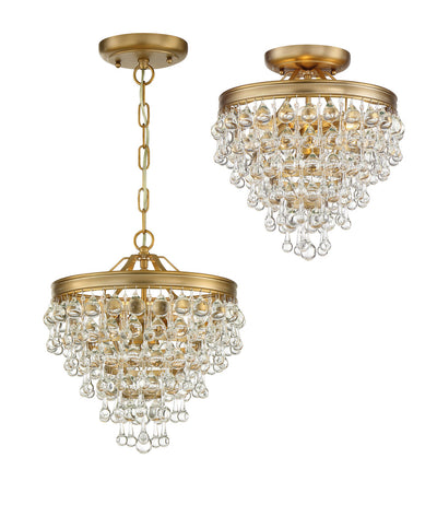 Calypso 3 Light Crystal Teardrop Vibrant Gold Mini Chandelier Chandelier Crystorama