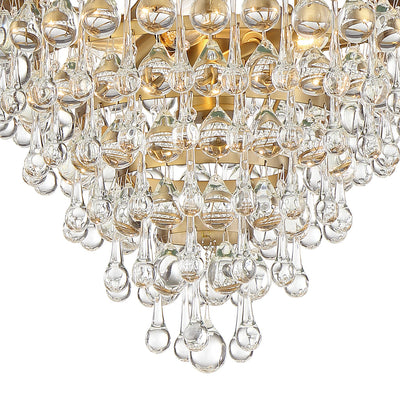 Calypso 3 Light Crystal Teardrop Vibrant Gold Mini Chandelier Chandelier Crystorama