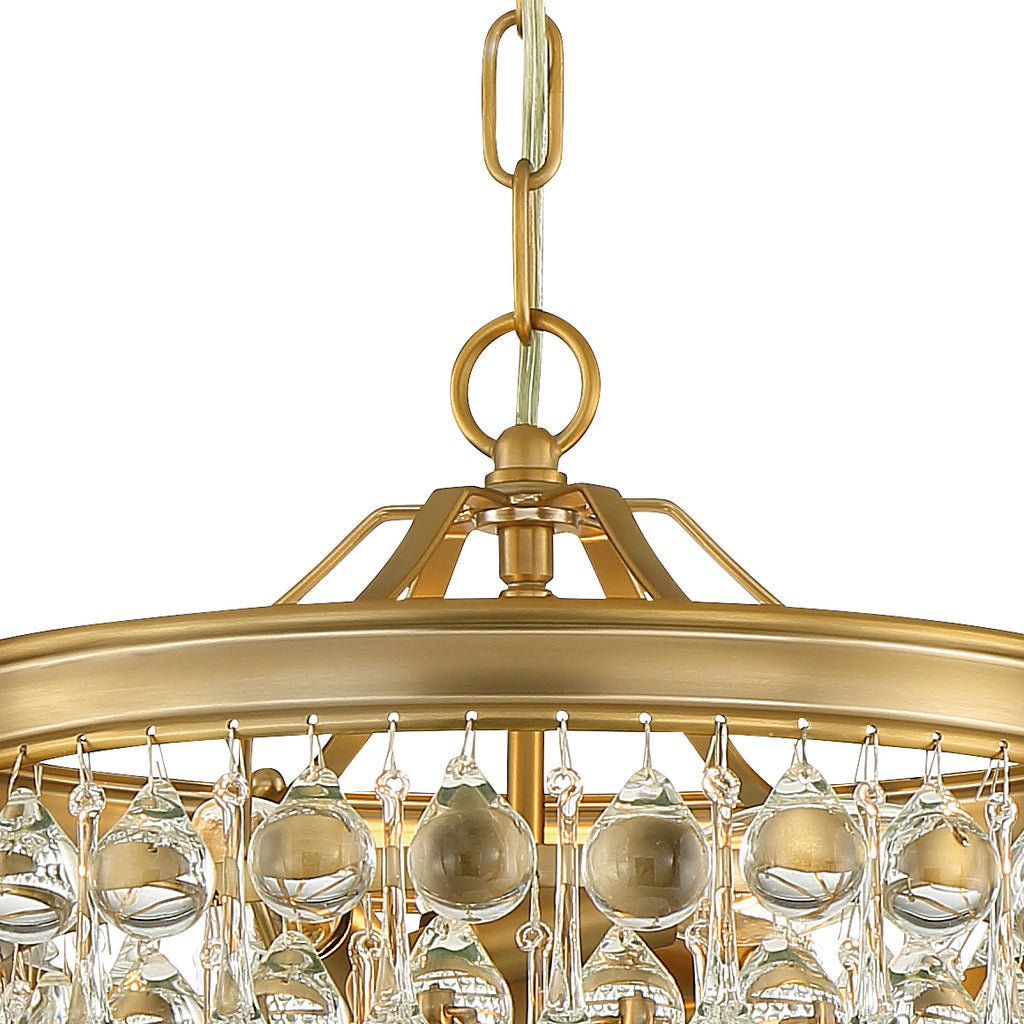 Calypso 3 Light Crystal Teardrop Vibrant Gold Mini Chandelier Chandelier Crystorama