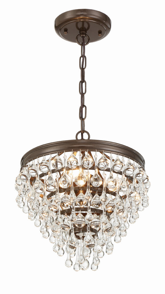 Calypso 3 Light Crystal Teardrop Vibrant Bronze Mini Chandelier Chandelier Crystorama