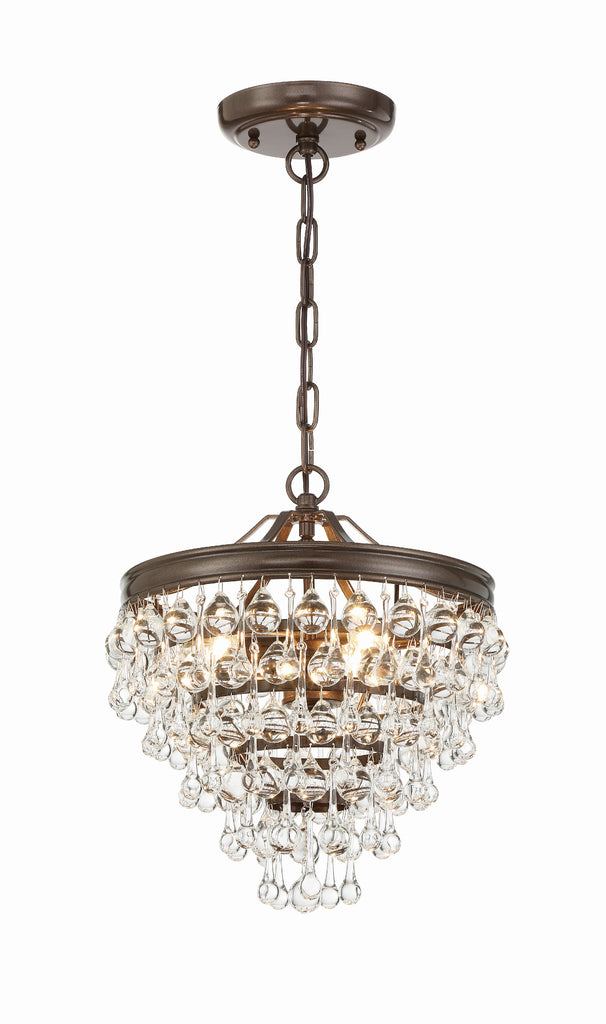 Calypso 3 Light Crystal Teardrop Vibrant Bronze Mini Chandelier Chandelier Crystorama