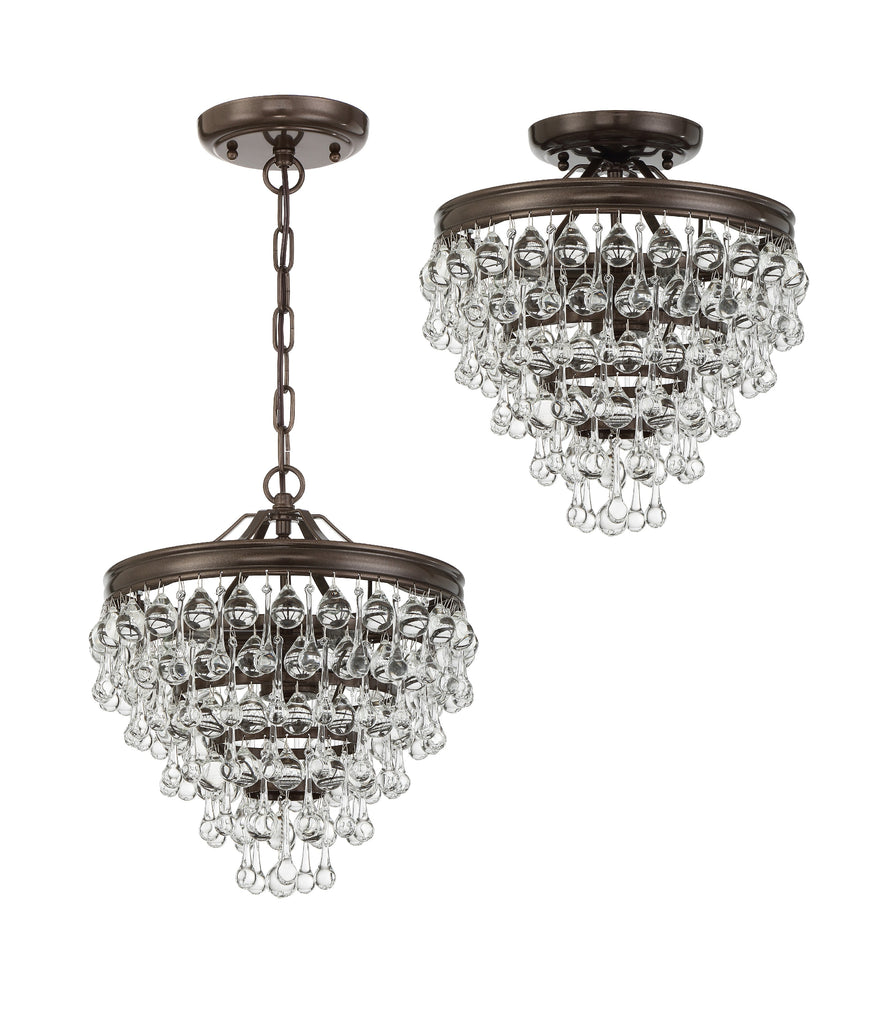 Calypso 3 Light Crystal Teardrop Vibrant Bronze Mini Chandelier Chandelier Crystorama