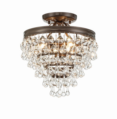 Calypso 3 Light Crystal Teardrop Vibrant Bronze Semi Flush Mount Semi Flush Crystorama