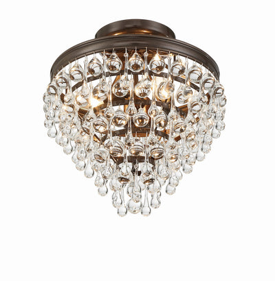 Calypso 3 Light Crystal Teardrop Vibrant Bronze Semi Flush Mount Semi Flush Crystorama