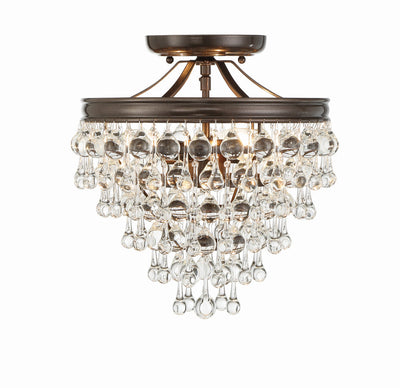 Calypso 3 Light Crystal Teardrop Vibrant Bronze Semi Flush Mount Semi Flush Crystorama