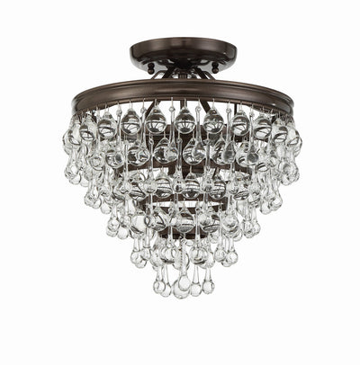 Calypso 3 Light Crystal Teardrop Vibrant Bronze Semi Flush Mount Semi Flush Crystorama