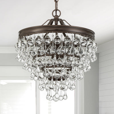 Calypso 3 Light Crystal Teardrop Vibrant Bronze Mini Chandelier Chandelier Crystorama