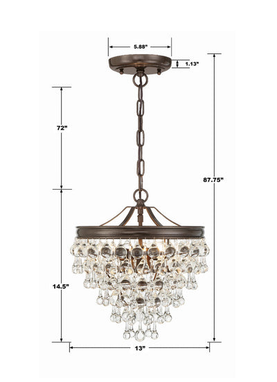 Calypso 3 Light Crystal Teardrop Vibrant Bronze Mini Chandelier Chandelier Crystorama