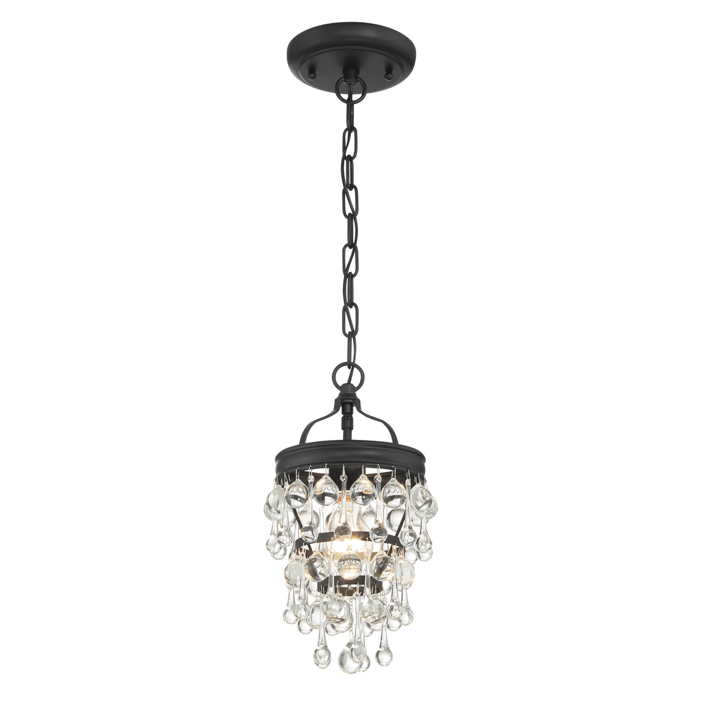 Calypso 1 Light Matte Black Mini Pendant Pendant Crystorama