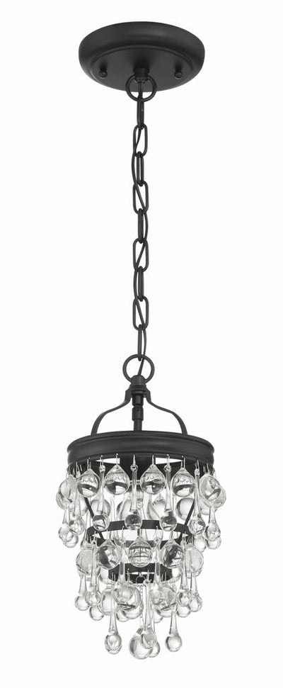 Calypso 1 Light Matte Black Mini Pendant Pendant Crystorama