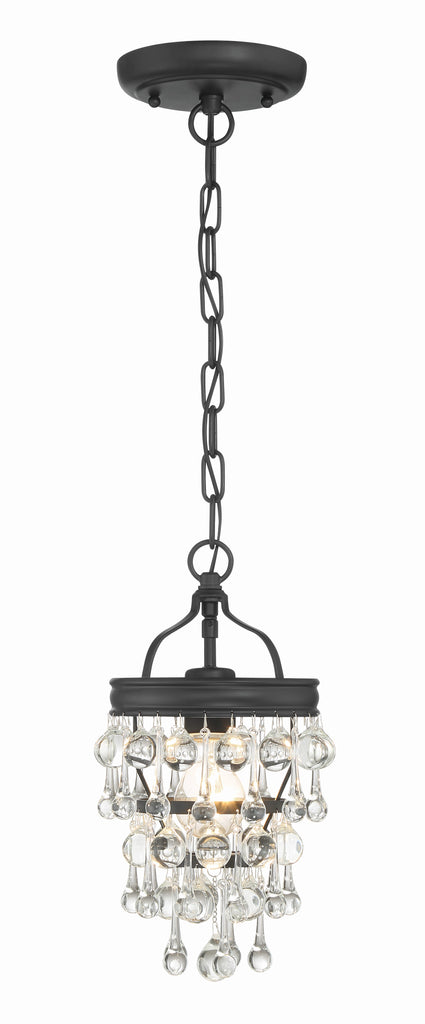 Calypso 1 Light Matte Black Mini Pendant Pendant Crystorama