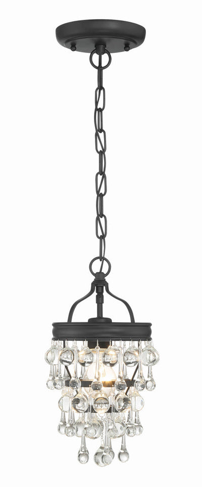 Calypso 1 Light Matte Black Mini Pendant Pendant Crystorama