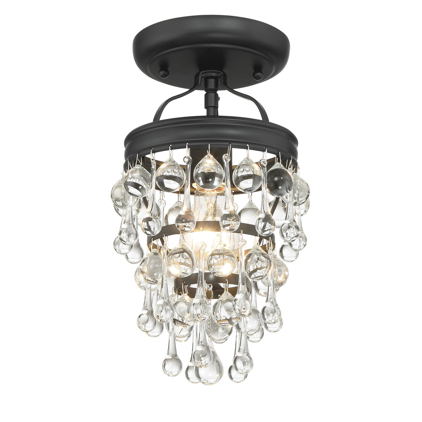 Calypso 1 Light Matte Black Semi Flush Mount Semi Flush Crystorama