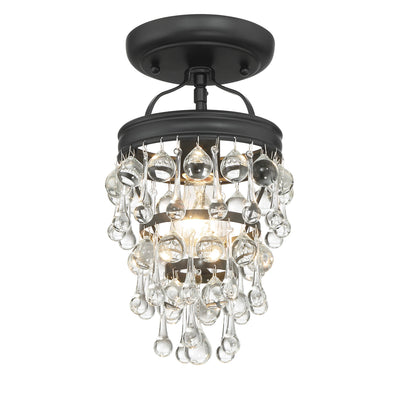 Calypso 1 Light Matte Black Semi Flush Mount Semi Flush Crystorama