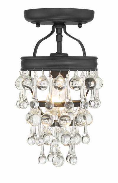 Calypso 1 Light Matte Black Semi Flush Mount Semi Flush Crystorama