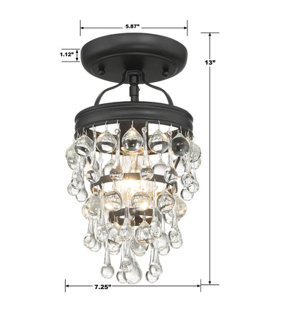 Calypso 1 Light Matte Black Semi Flush Mount Semi Flush Crystorama