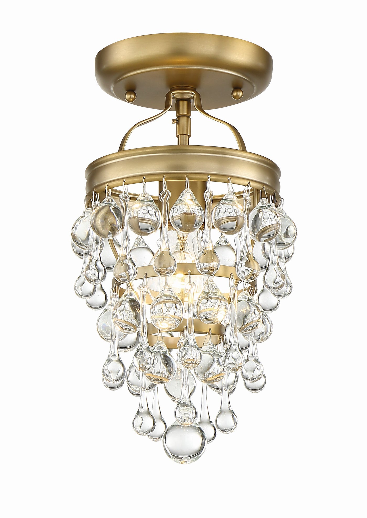 Calypso 1 Light Crystal Teardrop Vibrant Gold Semi Flush Mount Semi Flush Crystorama