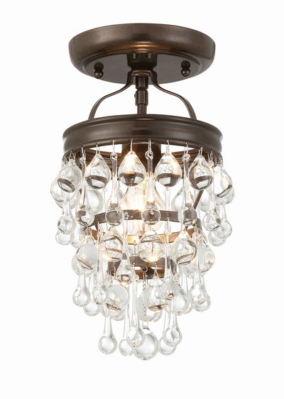 Calypso 1 Light Crystal Teardrop Vibrant Bronze Semi Flush Mount Semi Flush Crystorama