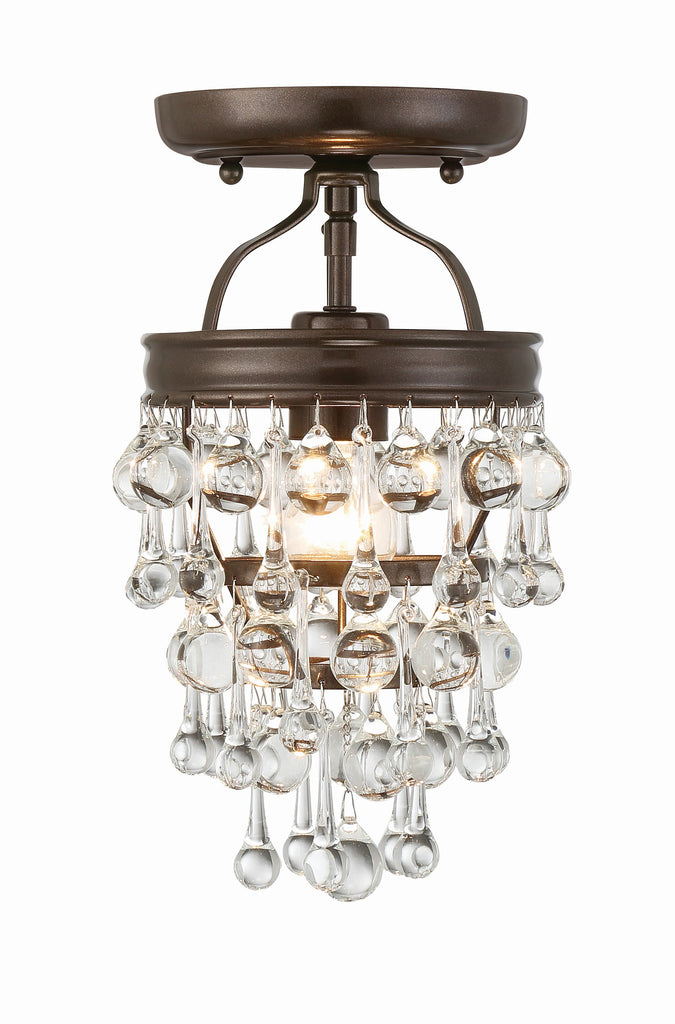 Calypso 1 Light Crystal Teardrop Vibrant Bronze Semi Flush Mount Semi Flush Crystorama