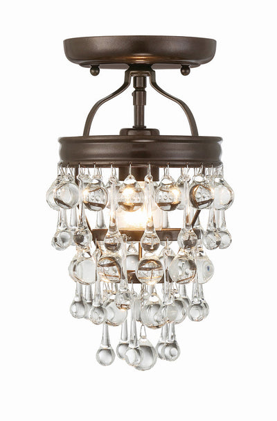 Calypso 1 Light Crystal Teardrop Vibrant Bronze Semi Flush Mount Semi Flush Crystorama